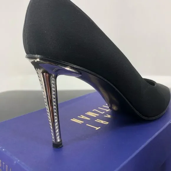 Stuart Weitzman Black Crystal Metal High Heels Pumps with Box